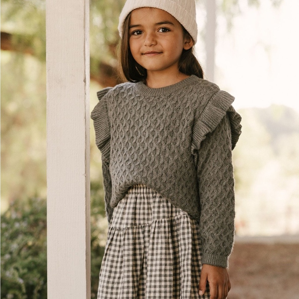 Rylee + Cru Cable Knit Sweater - Soft Green - 10-12Y